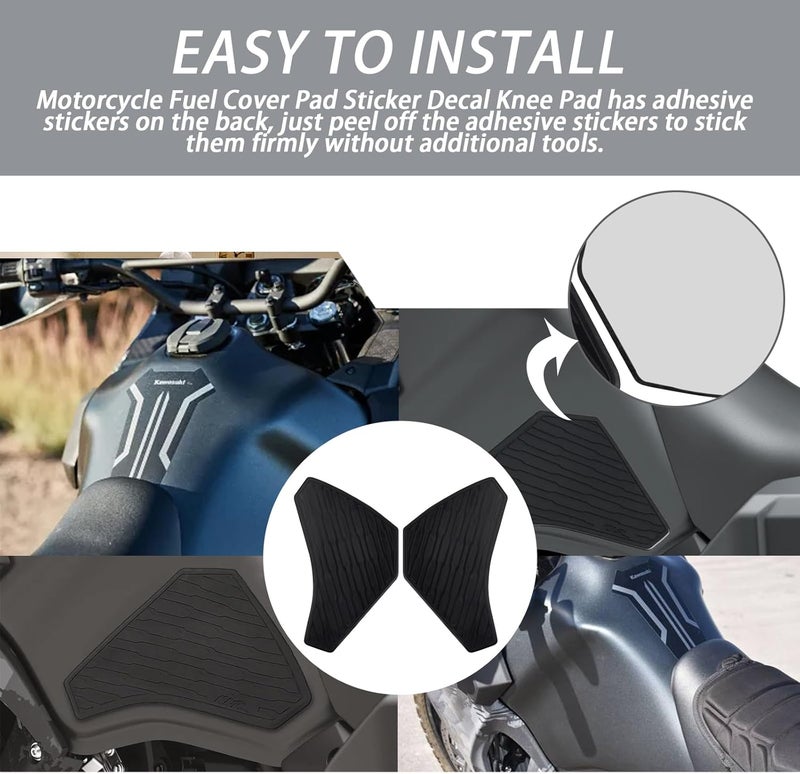 Ciuouient Motorcycle SideTank Pad, Gas Oil Fuel Tank Pad, Rubber Decal Tank Protector, Anti-Slip Scratch-Resistant Protector Sticker Compatible with Kawasaki KLR650 2022-2024 - Image 3